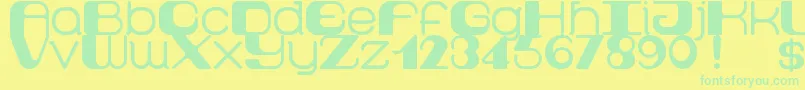 Retro60prime Font – Green Fonts on Yellow Background