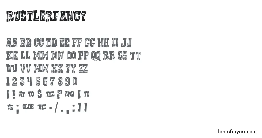 Fuente RustlerFancy - alfabeto, números, caracteres especiales