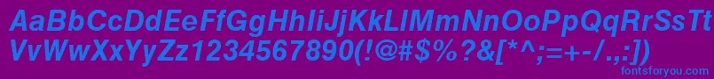 HelveticaGreekBoldInclined Font – Blue Fonts on Purple Background