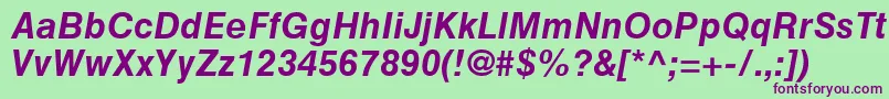 HelveticaGreekBoldInclined Font – Purple Fonts on Green Background