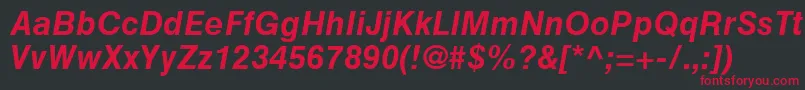 HelveticaGreekBoldInclined Font – Red Fonts on Black Background