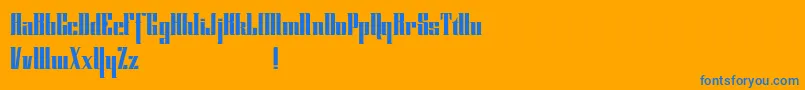 Cybergothicdemo-Schriftart – Blaue Schriften auf orangefarbenem Hintergrund