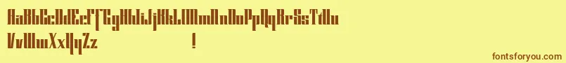 Cybergothicdemo-Schriftart – Braune Schriften auf gelbem Hintergrund