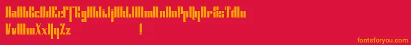 Cybergothicdemo-Schriftart – Orangefarbene Schriften auf rotem Hintergrund