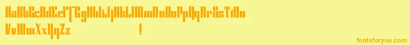 Cybergothicdemo-Schriftart – Orangefarbene Schriften auf gelbem Hintergrund