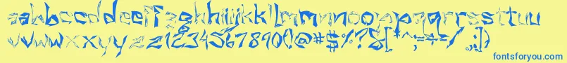 Villain Font – Blue Fonts on Yellow Background