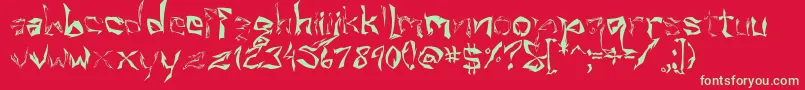 Villain-Schriftart – Grüne Schriften auf rotem Hintergrund