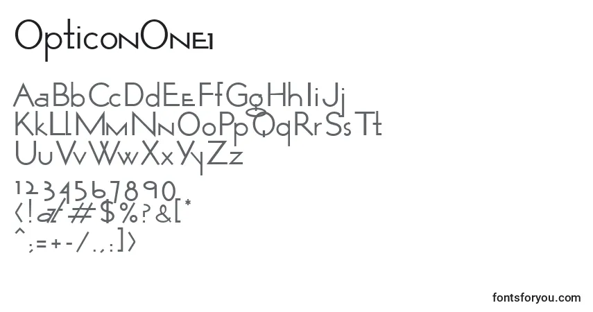 OpticonOne1-fontti – aakkoset, numerot, erikoismerkit