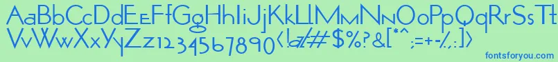 OpticonOne1-fontti – siniset fontit vihreällä taustalla