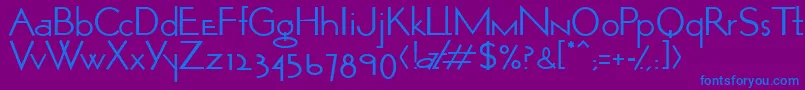 OpticonOne1-Schriftart – Blaue Schriften auf violettem Hintergrund