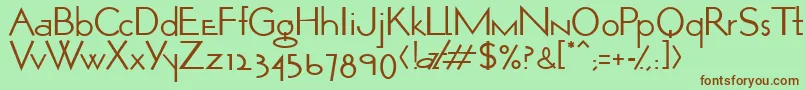 OpticonOne1-fontti – ruskeat fontit vihreällä taustalla