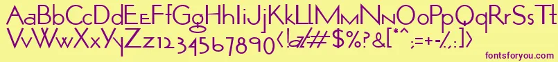 OpticonOne1-Schriftart – Violette Schriften auf gelbem Hintergrund