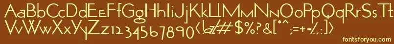 OpticonOne1-fontti – keltaiset fontit ruskealla taustalla