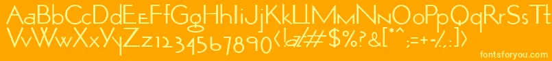 OpticonOne1-Schriftart – Gelbe Schriften auf orangefarbenem Hintergrund