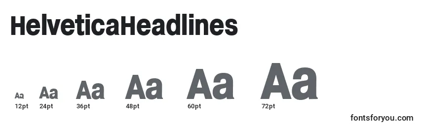 Tamanhos de fonte HelveticaHeadlines