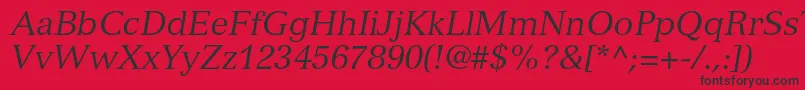 VersaillesltstdItalic-fontti – mustat fontit punaisella taustalla