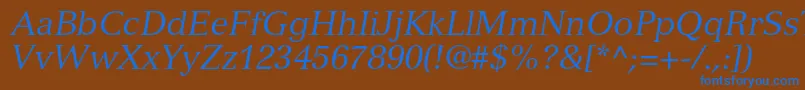 VersaillesltstdItalic-fontti – siniset fontit ruskealla taustalla