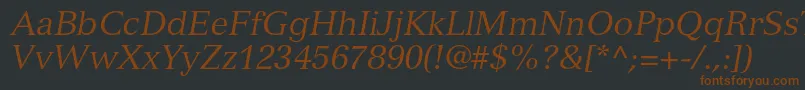 VersaillesltstdItalic-fontti – ruskeat fontit mustalla taustalla