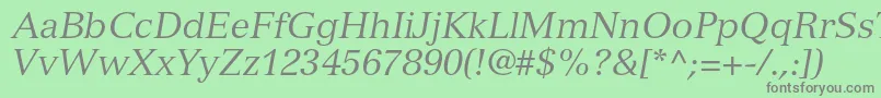 フォントVersaillesltstdItalic – 緑の背景に灰色の文字