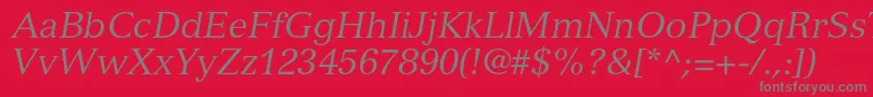 VersaillesltstdItalic-Schriftart – Graue Schriften auf rotem Hintergrund