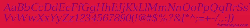 VersaillesltstdItalic Font – Purple Fonts on Red Background