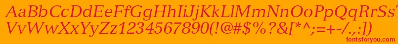 フォントVersaillesltstdItalic – オレンジの背景に赤い文字