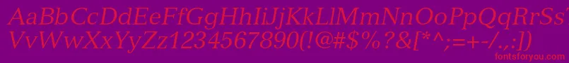 VersaillesltstdItalic Font – Red Fonts on Purple Background