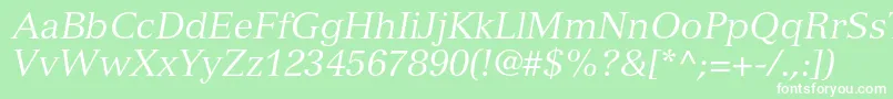 フォントVersaillesltstdItalic – 緑の背景に白い文字