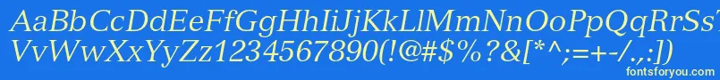 VersaillesltstdItalic Font – Yellow Fonts on Blue Background