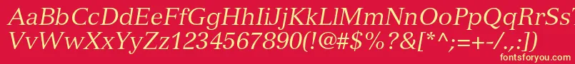 Шрифт VersaillesltstdItalic – жёлтые шрифты на красном фоне
