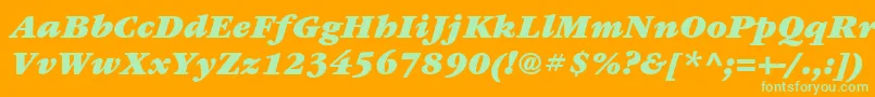 ItcGaramondLtUltraItalic-Schriftart – Grüne Schriften auf orangefarbenem Hintergrund