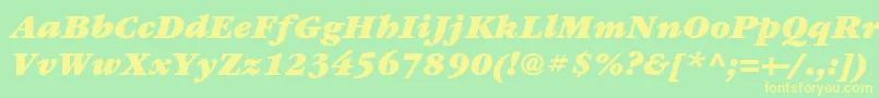 フォントItcGaramondLtUltraItalic – 黄色の文字が緑の背景にあります