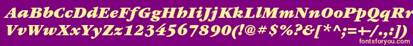 ItcGaramondLtUltraItalic-fontti – keltaiset fontit violetilla taustalla