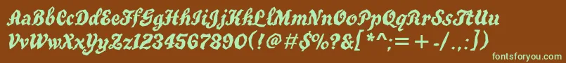 フォントTruegritett – 緑色の文字が茶色の背景にあります。