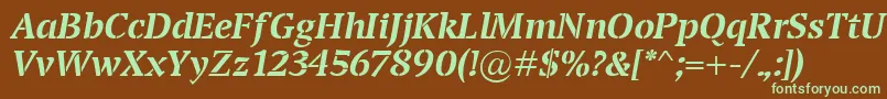 TransportBolditalic Font – Green Fonts on Brown Background