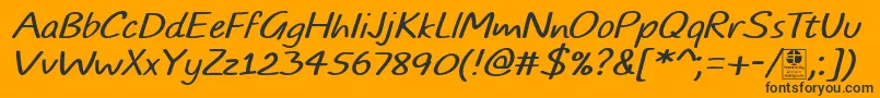 TypoComicsLightItalicDemo-fontti – mustat fontit oranssilla taustalla