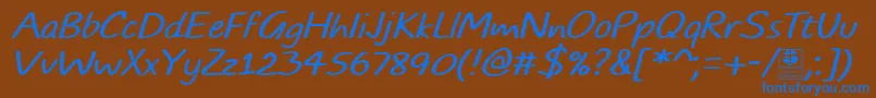 TypoComicsLightItalicDemo Font – Blue Fonts on Brown Background