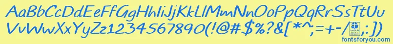 TypoComicsLightItalicDemo Font – Blue Fonts on Yellow Background