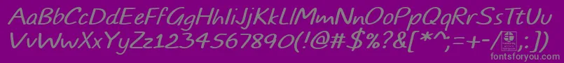 TypoComicsLightItalicDemo Font – Gray Fonts on Purple Background