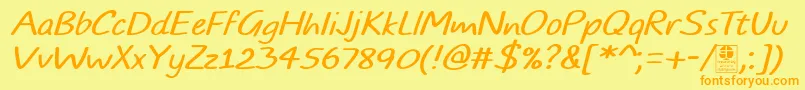 TypoComicsLightItalicDemo Font – Orange Fonts on Yellow Background