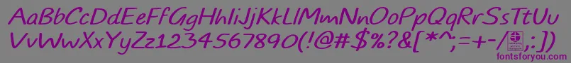 TypoComicsLightItalicDemo-Schriftart – Violette Schriften auf grauem Hintergrund