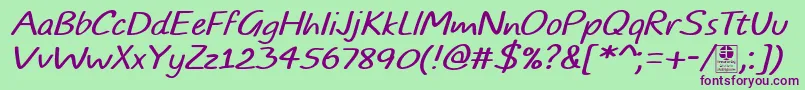 TypoComicsLightItalicDemo Font – Purple Fonts on Green Background