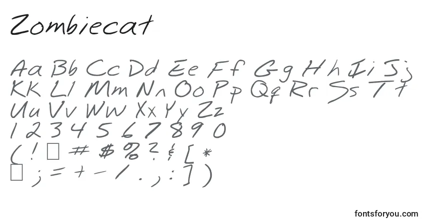 Шрифт Zombiecat – алфавит, цифры, специальные символы