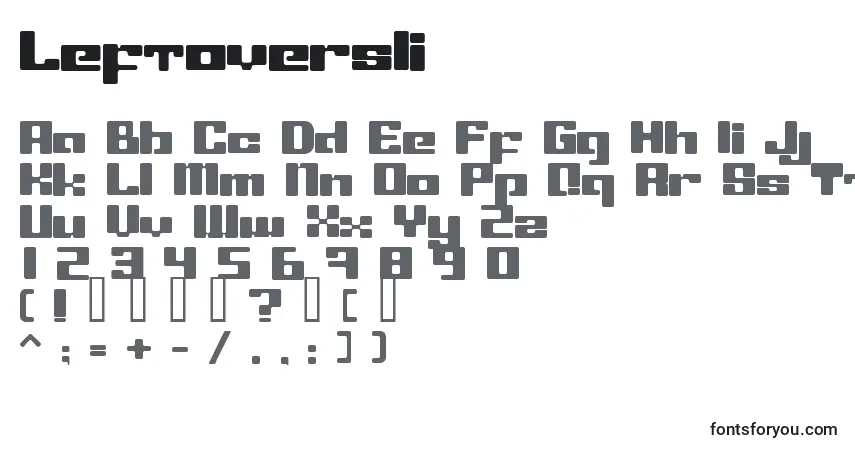 Czcionka LeftoversIi – alfabet, cyfry, specjalne znaki