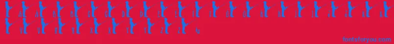 JlrFishinHole-Schriftart – Blaue Schriften auf rotem Hintergrund