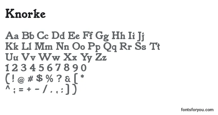 A fonte Knorke – alfabeto, números, caracteres especiais