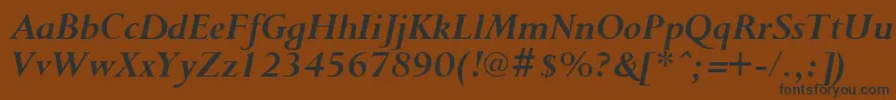 PurloinBoldItalic-fontti – mustat fontit ruskealla taustalla