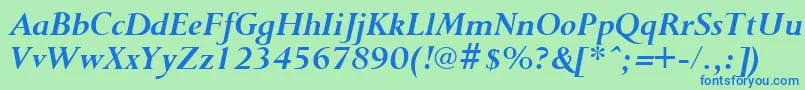 フォントPurloinBoldItalic – 青い文字は緑の背景です。