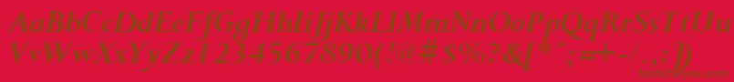 Saiba mais sobre a fonte PurloinBoldItalic Fonte PurloinBoldItalic – fontes marrons em um fundo vermelho