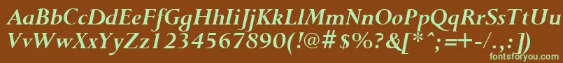 PurloinBoldItalic-fontti – vihreät fontit ruskealla taustalla